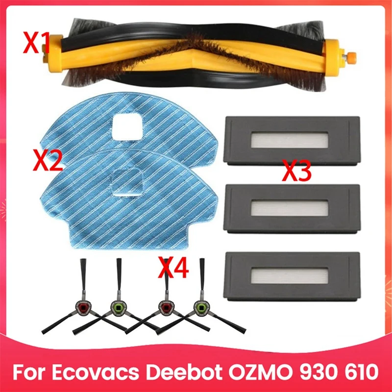 HOT！-For Ecovacs Deebot OZMO 930 610 Robot Vacuum Cleaner Main Side Brush Filter Mop Cloth Vacuum Accessories Kit