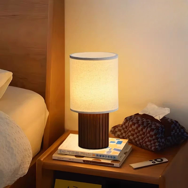 Contemporary Designers LED Floor Lamp Wooden Textile Crafts Lamp Shade Stand Lights Study Teahouse Bedroom Decorate Reading Lamp