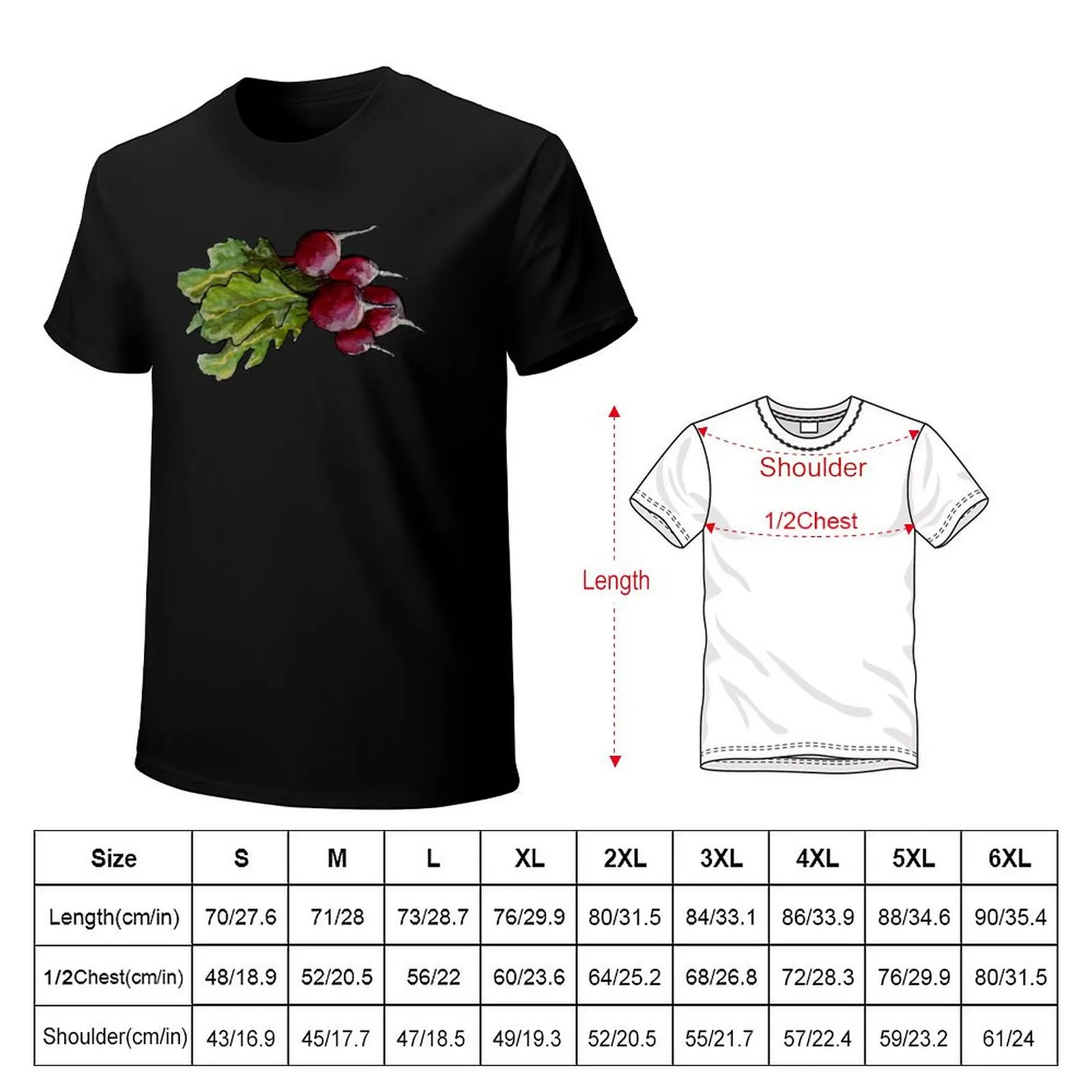 radish aquarelle T-Shirt Casual Loose Fit Short Sleeve T-Shirt