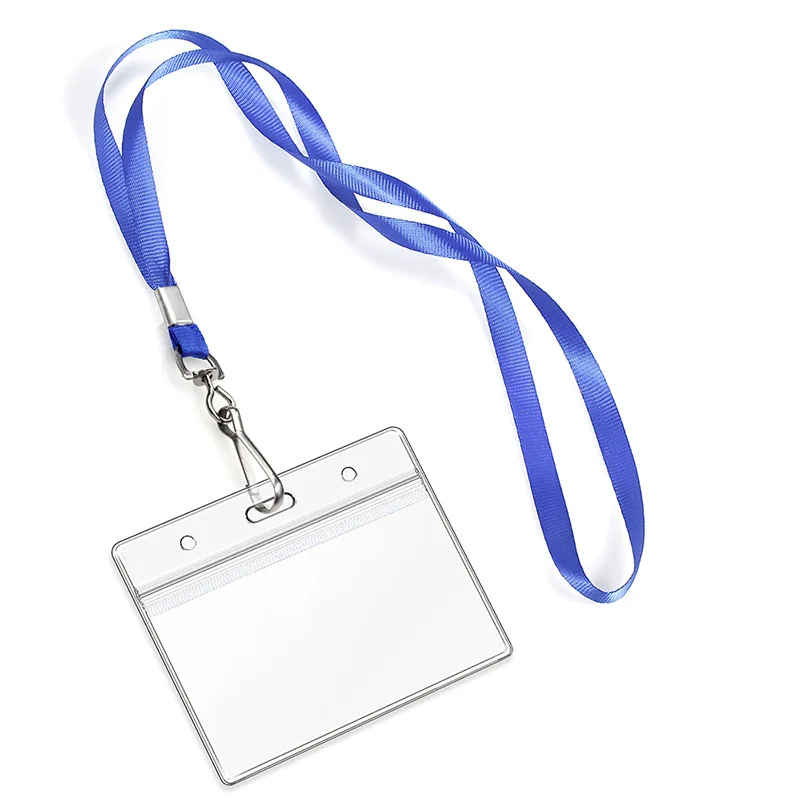 

100Pcs Name Tag Lanyards with Id Holder Clear Plastic Horizontal Name Tags Holders and Badge Lanyards with ID Holder