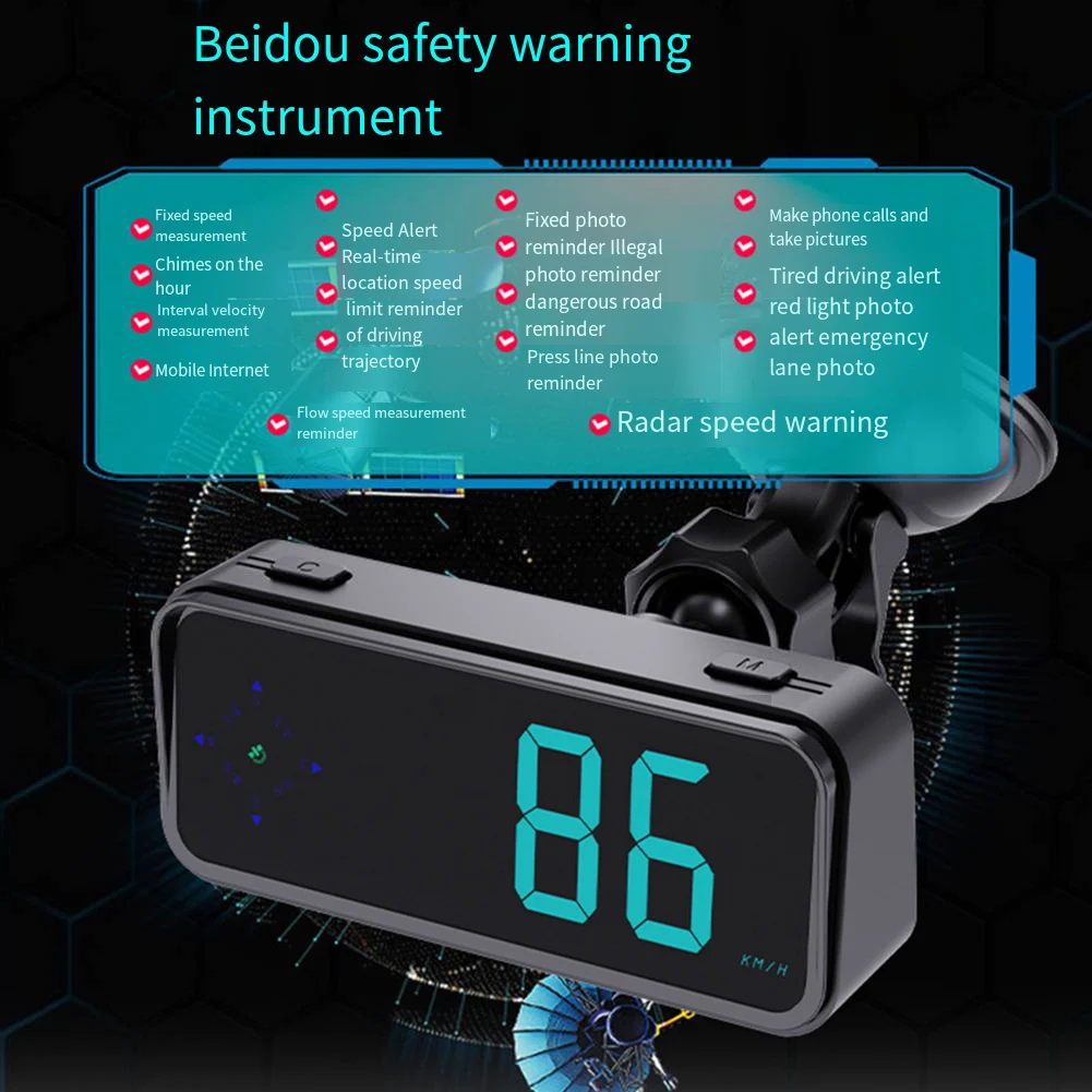 Car Speedometer HUD with for gps and For Compass Integration for Real Speed Display and Directional Support Car