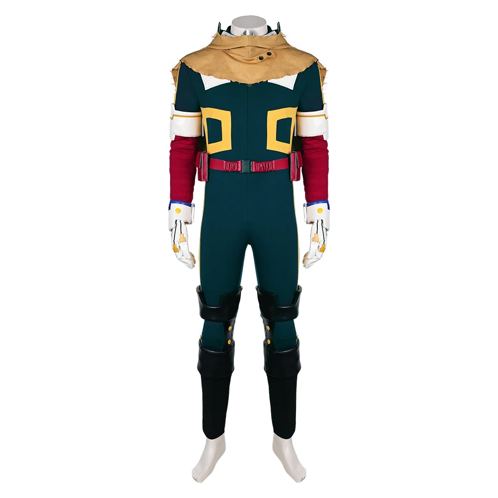 Anime Fantasy Midoriya Izuku Cosplay Costume Adult Men Disguise Flight Jumpsuit Cloak Belt Outfits Halloween Carnival Party Suit