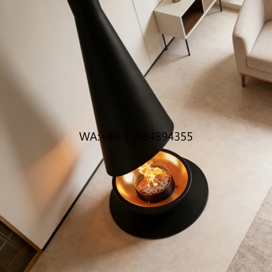 Smokeless Environment-Friendly Suspended Wood Burning Ceiling Mounted Wood Burning 1100mm Hanging Fireplace With Glass