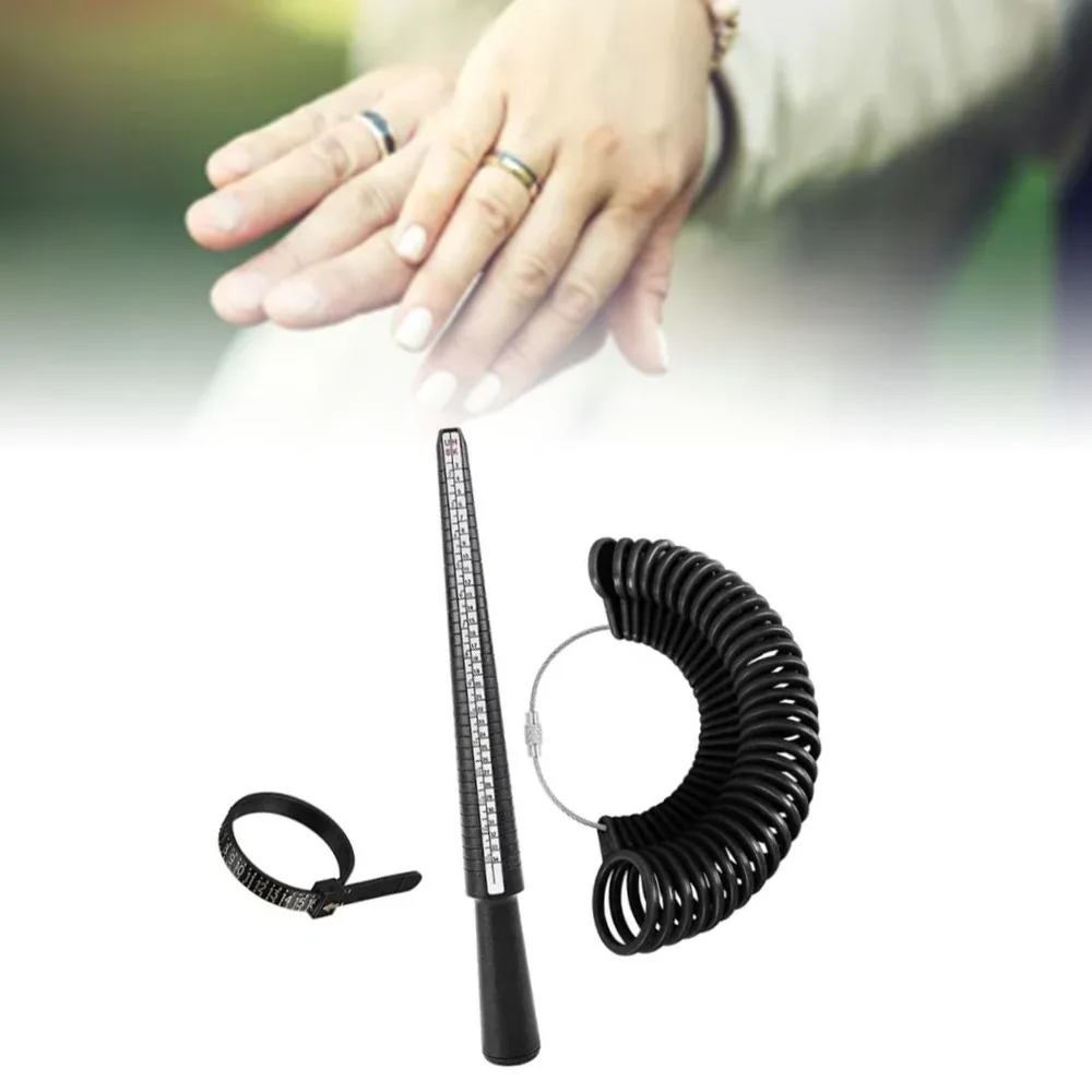 3pcs Reusable Clear Scale Ring Measuring Stick US Size Black Color Ring Sizer Tool Finger Sizing Measuring Tool Ring Sizing