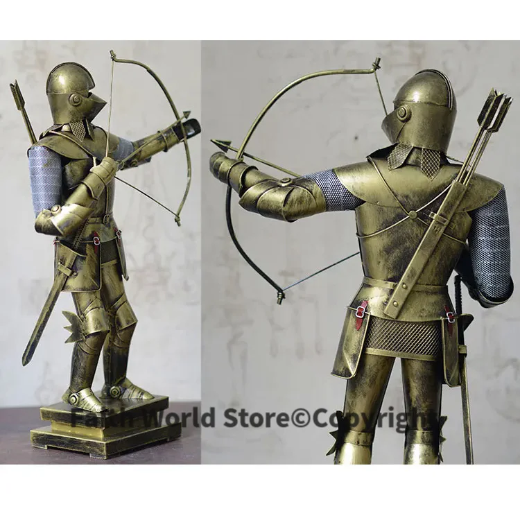 45CM LARGE --GIFT TOP COOL fashion office home shop bar decorative art Retro Iron medieval Roman armor Warrior art statue-JS621