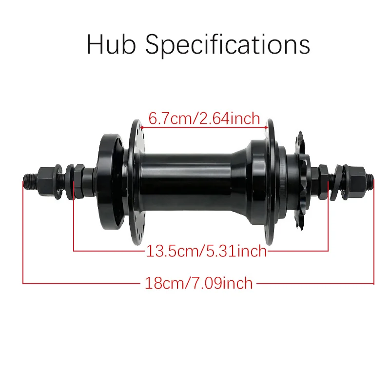 BMX dirt bike hub black material aluminum alloy gear opening 135MM, number of holes 36H, flywheel gear speed 12T,