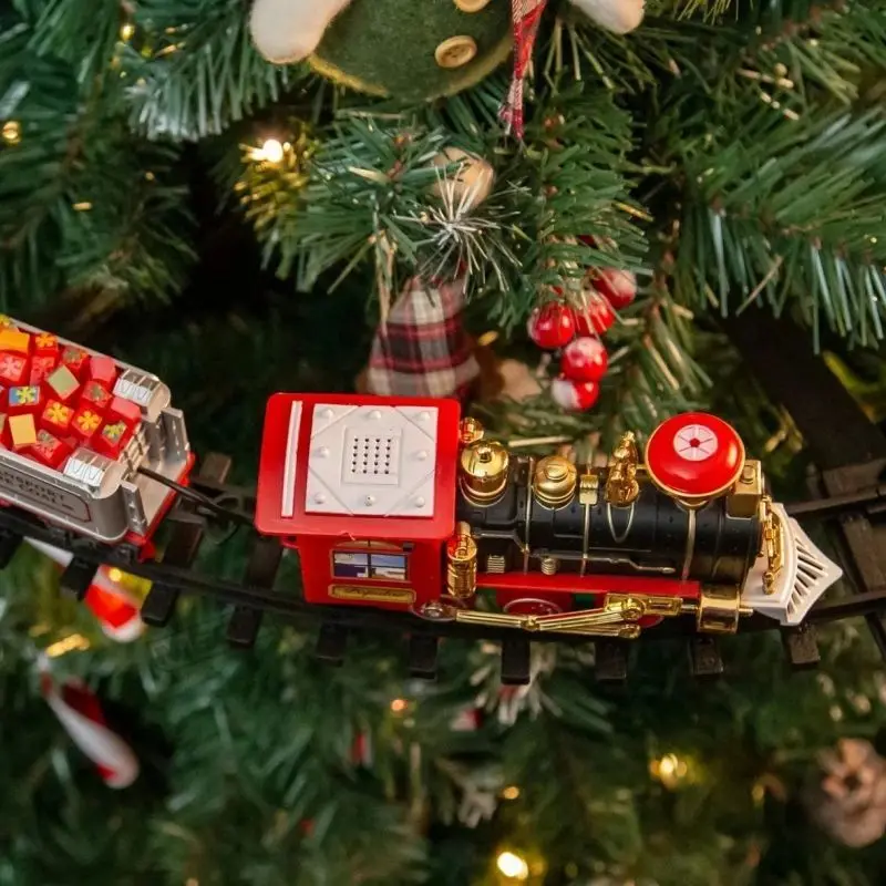 Set di locomotiva a vapore per treno ferroviario di natale classico con guida elettrica leggera e sonora giocattoli per bambini regalo per la decorazione dell'albero di natale