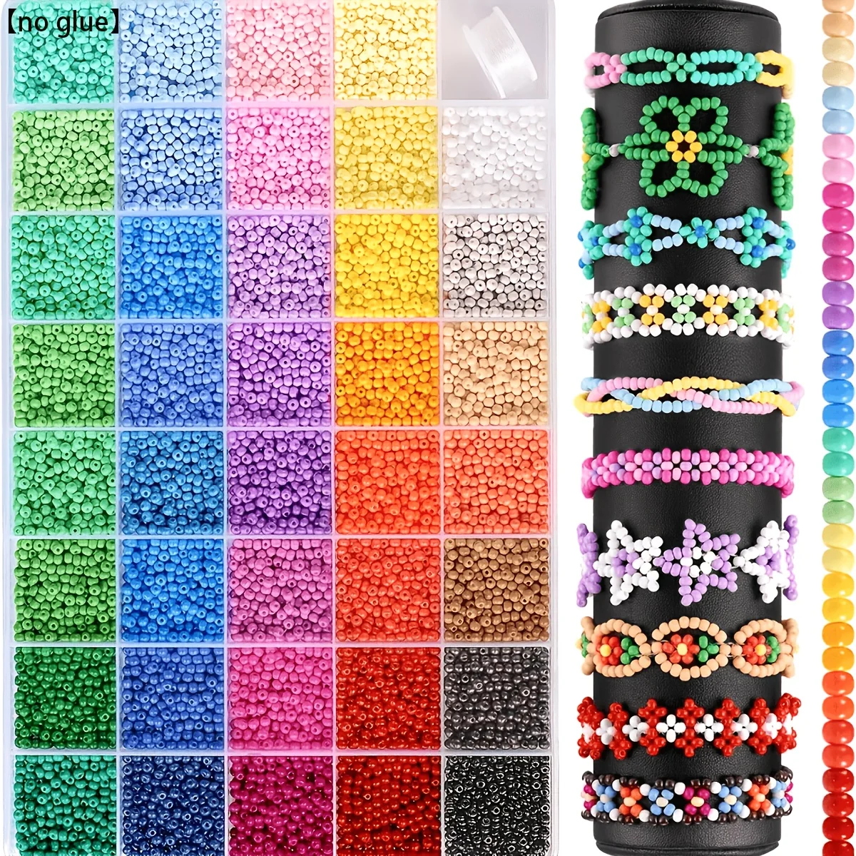 9600 Pieces/40 Compartments, Randomly Mixed Colors, 3mm Glass Beads DIY Bracelet Necklace Earrings Handmade Jewelry Accessories