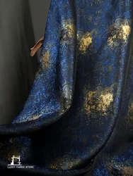 Star sea, gold blue, double-sided irregular jacquard fabric, Hanfu horse face skirt, DIY designer fabric