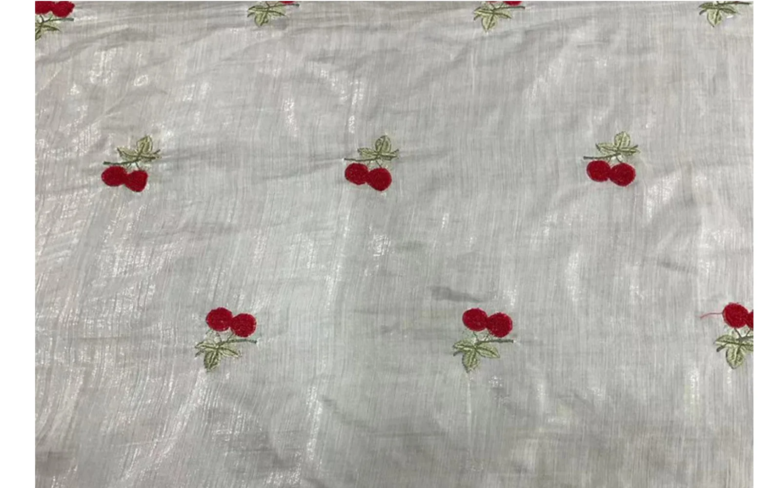 New Stylish Tencel Embroidered Fabric with Cherry Design - Delicate Lace Material for Sewing Projects