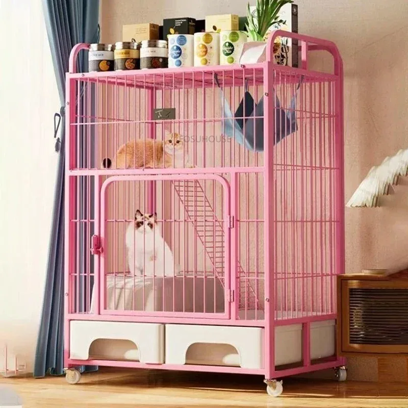 Balcony Super Large Free Space Four Layers Cat Villa Nordic Iron Mesh Cats Cage Indoor Cat Products Household Cats House