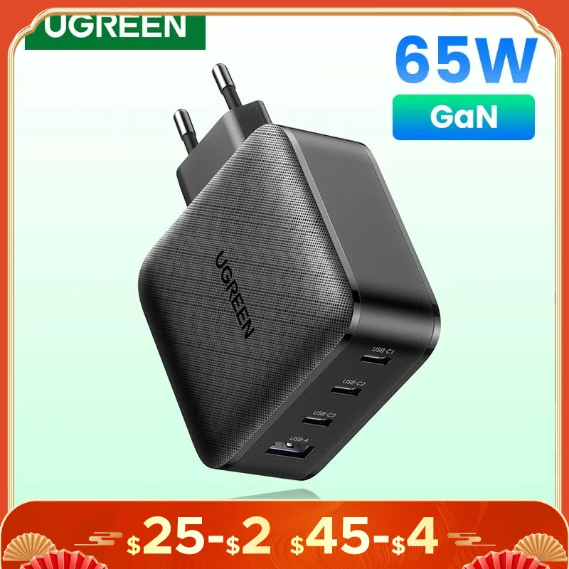 

UGREEN USB Charger GaN Charger 65W EU US UK Plug USB C Fast Charging with 3 4 Ports PD Chargers for Notebook Xiaomi iPhone 13 12