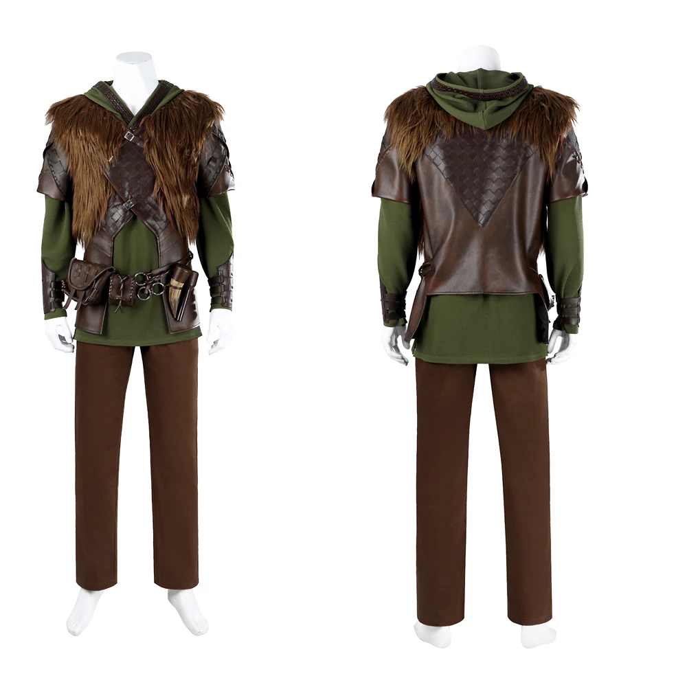 

2025 Movie Dragon Hiccup Cosplay Costume Pant Brown Vest Set Halloween Adult Cartoon Dragon Training Cosplay