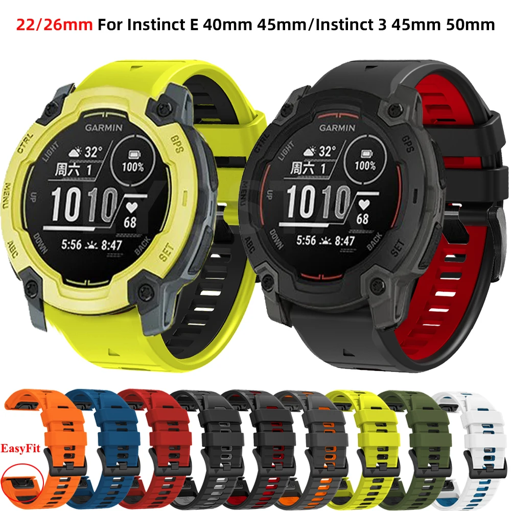 Новый силиконовый ремешок Quickfit 26 мм 22 мм для Garmin Garmin Instinct 3 45 мм 50 мм Instinct E 45 мм Instinct 2X браслет-браслет
