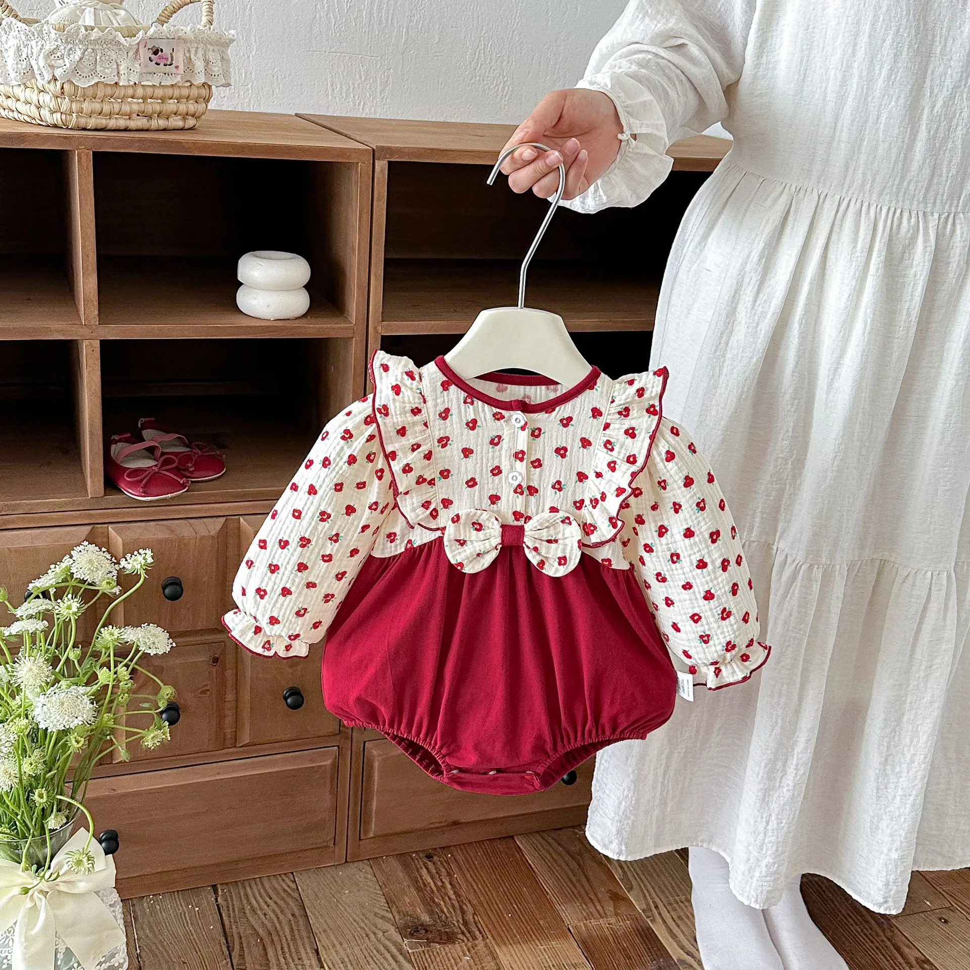 Baby Girl Romper Autumn Korean Style Floral Patchwork Baby Bodysuits And One-pieces Long Sleeve Onesie Newborn Birthday Outfit