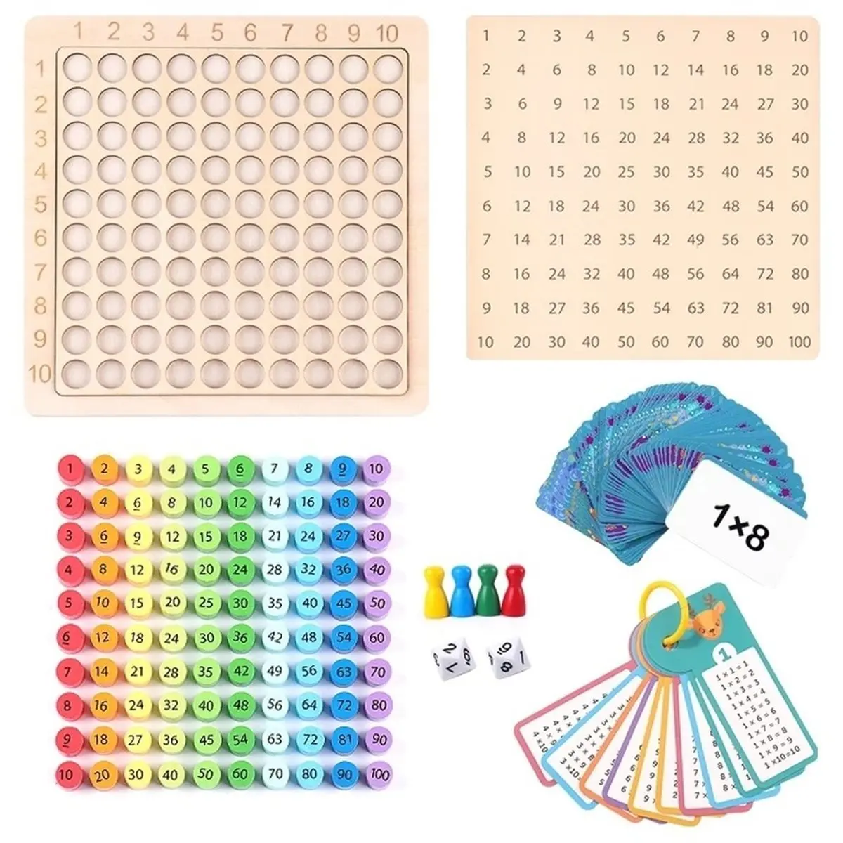 1set Wooden Multiplication Table Math Toy, Math and Arithmetic Teaching Aid, Educational Wooden Board Game Gift