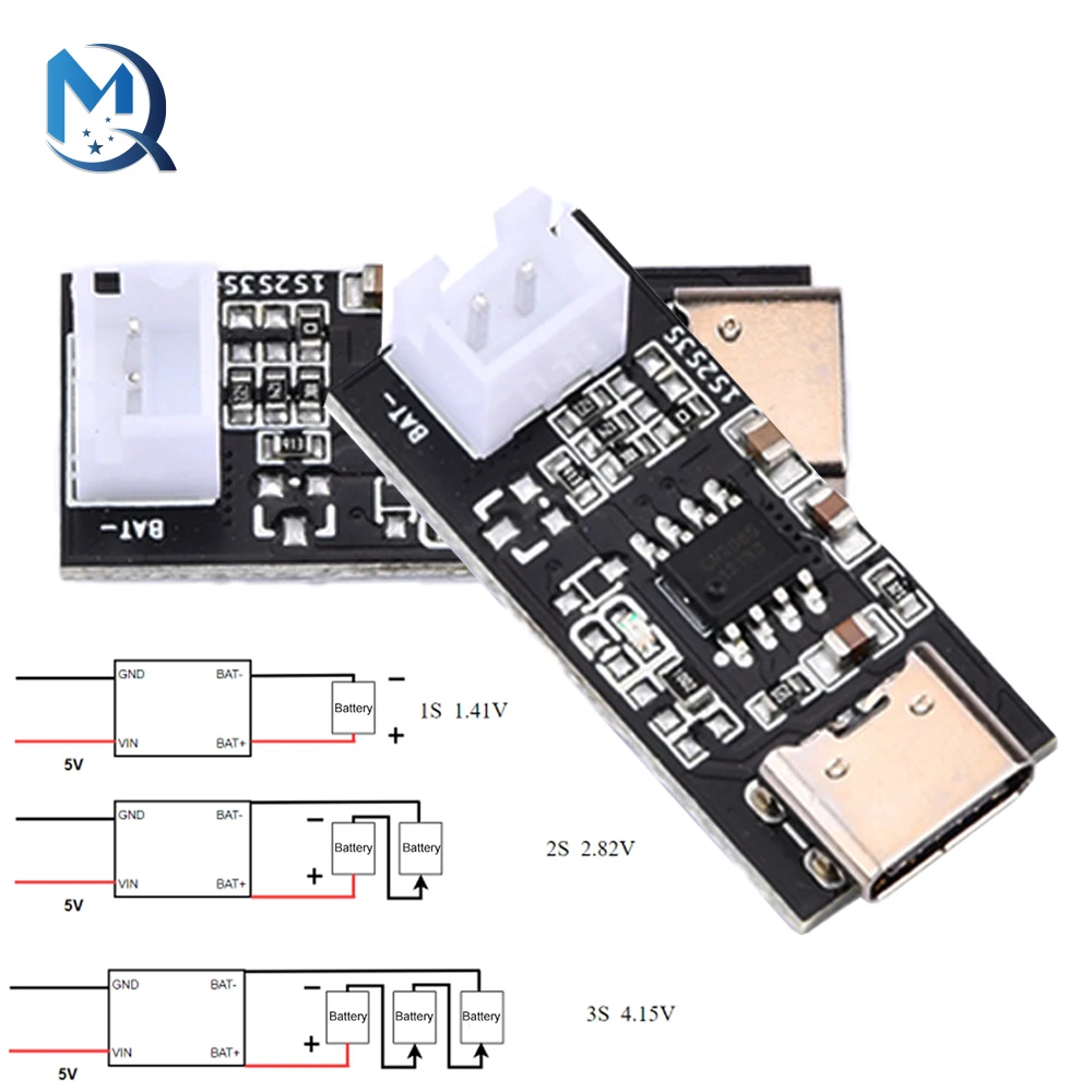 USB Type-c Lithium Battery Charging Module 1-3S 5V 500mA 18650 Li-ion Battery Charge Board Cjc5288 With Protection