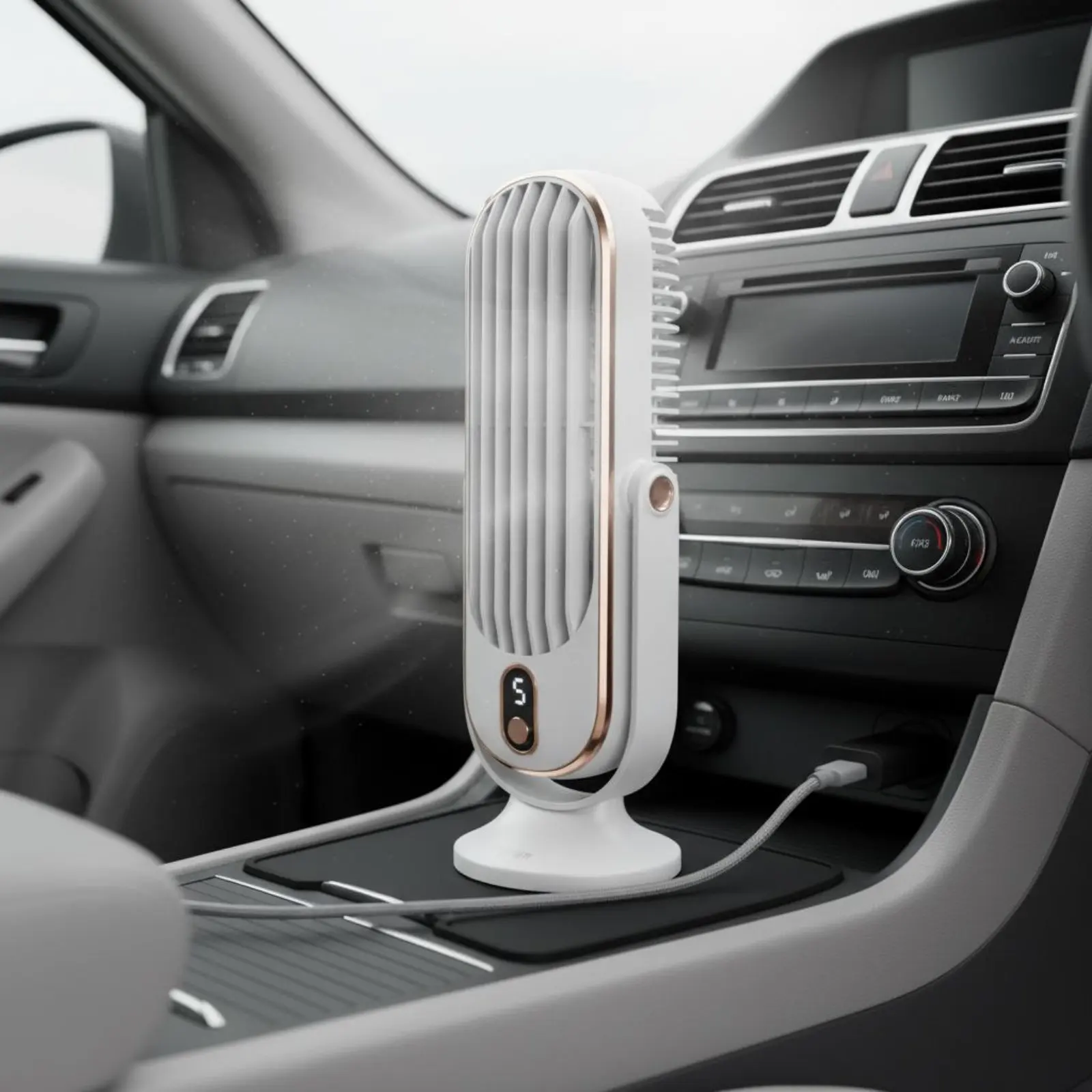 

Type-C Battery-Powered Desk Fan 5 Speed Settings Oscillating Table Fan Home Appliance Quiet Function Long Battery Life