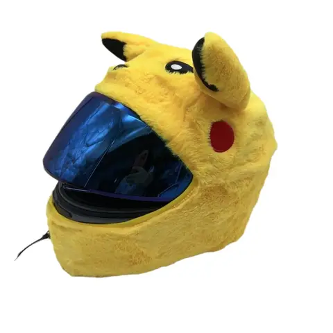 Motorcycle Helmet Cover Plush Head Cover Cute Cartoon Personality Protective Cover Without Helmet