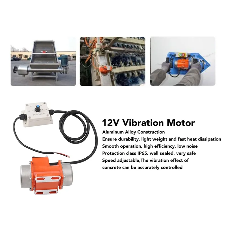 TKOH-12V Motor de vibração Liga de alumínio 4000RPM Velocidade ajustável Brushless DC Vibratorfor de concreto para equipamentos (15W)