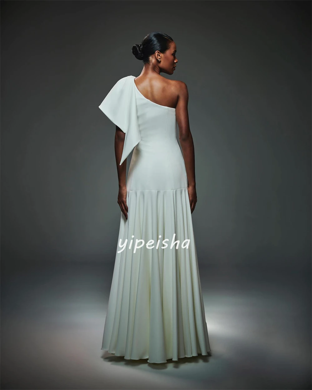 Um ombro-Draped Beach Gown, Long Draped Beach Jersey, Vestido para Ocasião sob medida