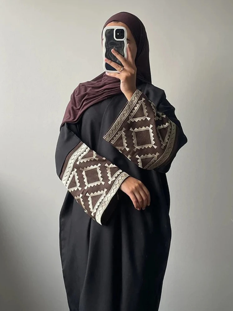 

Embroidery Muslim Abaya for Women Prayer Eid Dress Morocco Ramadan 2024 Black Abayas Kaftan Islam Cardigan Dubai Arab Long Robe