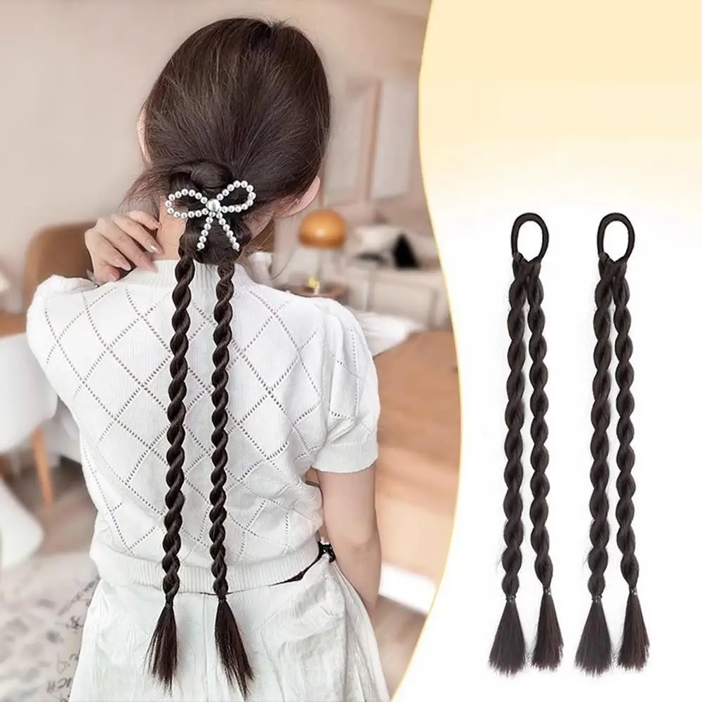 Y2K Twisted Braids วิกผมยาวสาวหวานจําลองมวยต่อผมหางม้า 50 ซม