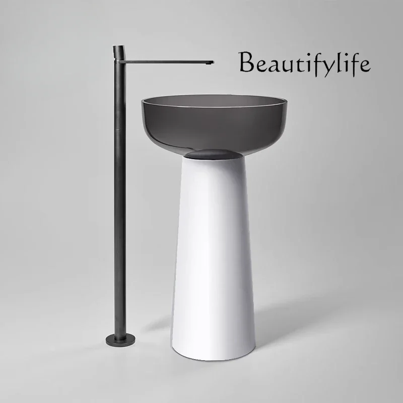 X36 Minimal Color Transparent Resin Column Basin Floor-to-ceiling Round Integrated Floor Crystal Wash Basin