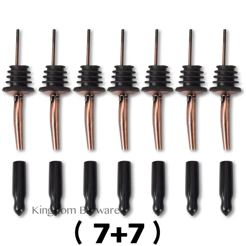

Copper Liquor Bottle Pourers Olive Oil Vinegar Dispenser Tapered Spout and Pour Spouts Dust Cover Caps(7+7)