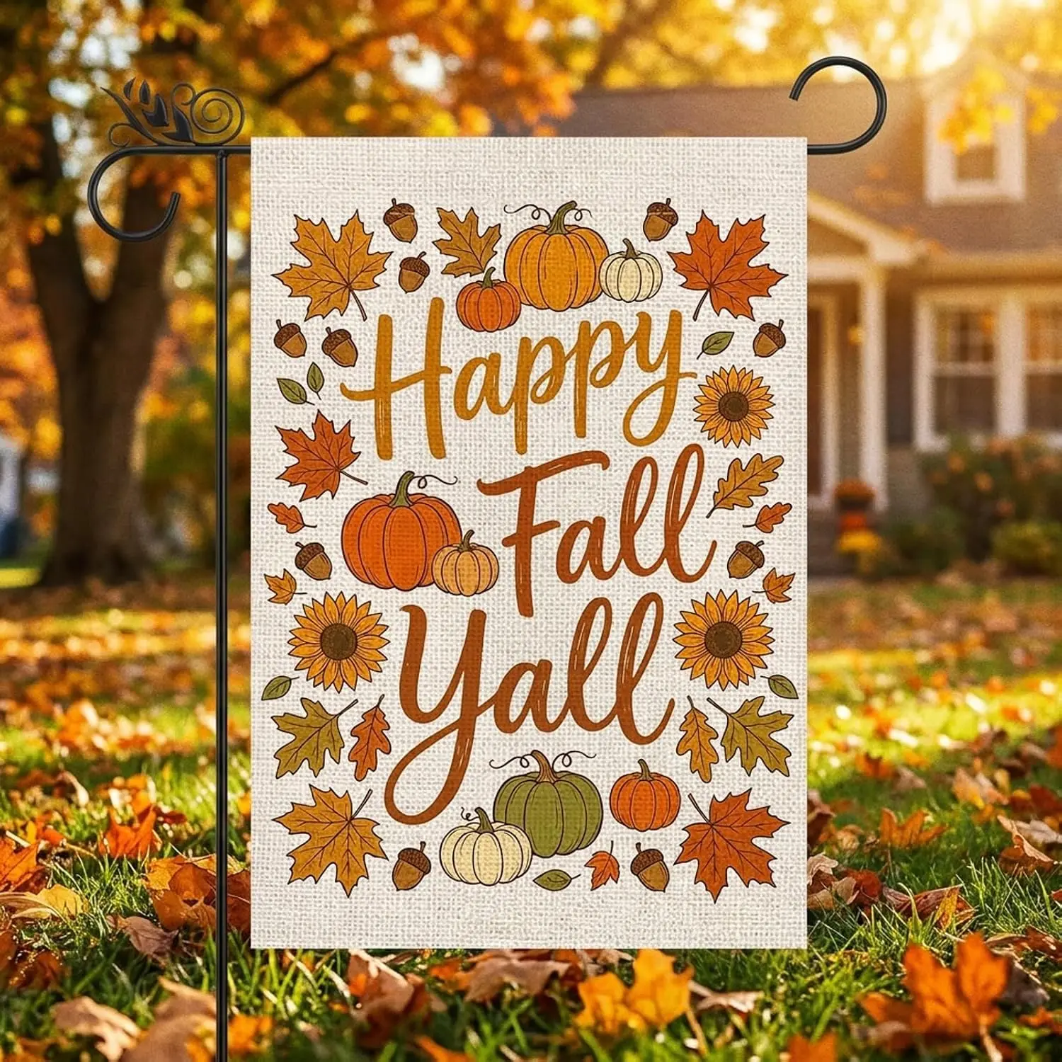 Outdoor Fall Decor - Hello Fall Garden Flag Pumpkin Leaves Double Sided Outside Irregular Vertical Autumn Seasonal Holiday W aaz