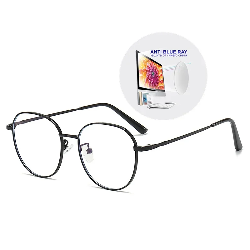 Prescription Custom Myopia Spectacles -0.5 To -10  Men Women Metal Frame Glasses Photochromic Or Blue Light Blocking Lenses F066
