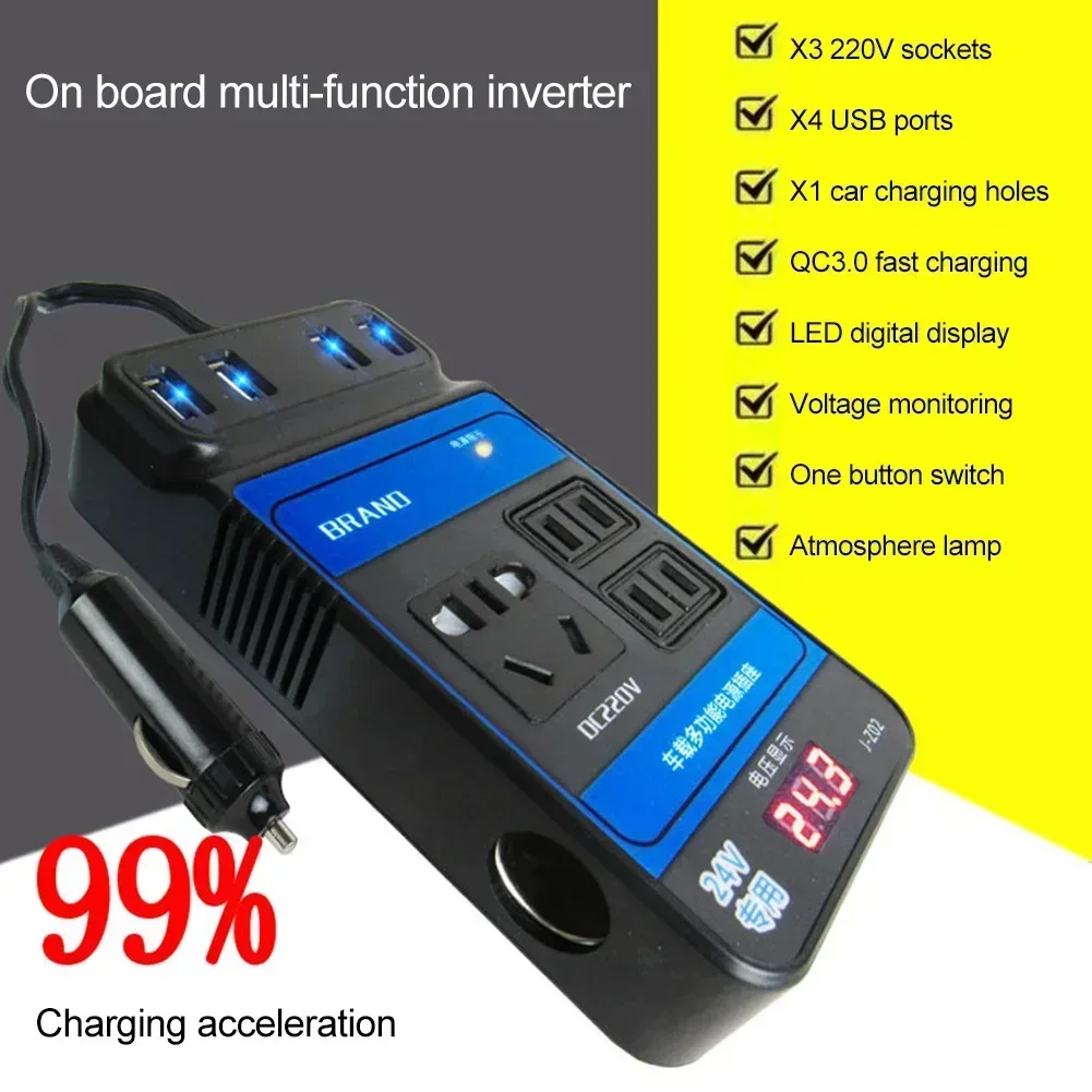 

Car Power Inverter DC 12V 24V To DC110V 220V 1500W Converter Trip 4 USB DC AC Voltage Modified Convert Adapter Car Inverter