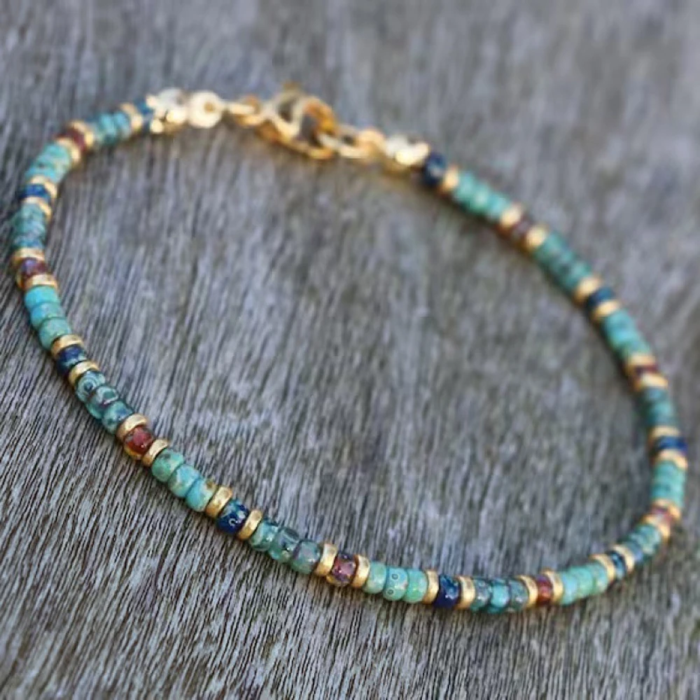 Natuursteen Kralen Enkelbanden Voor Vrouwen Handgemaakt Strand Boho Turquoise Kralen Enkelband Sieraden Cadeau Voor Haar