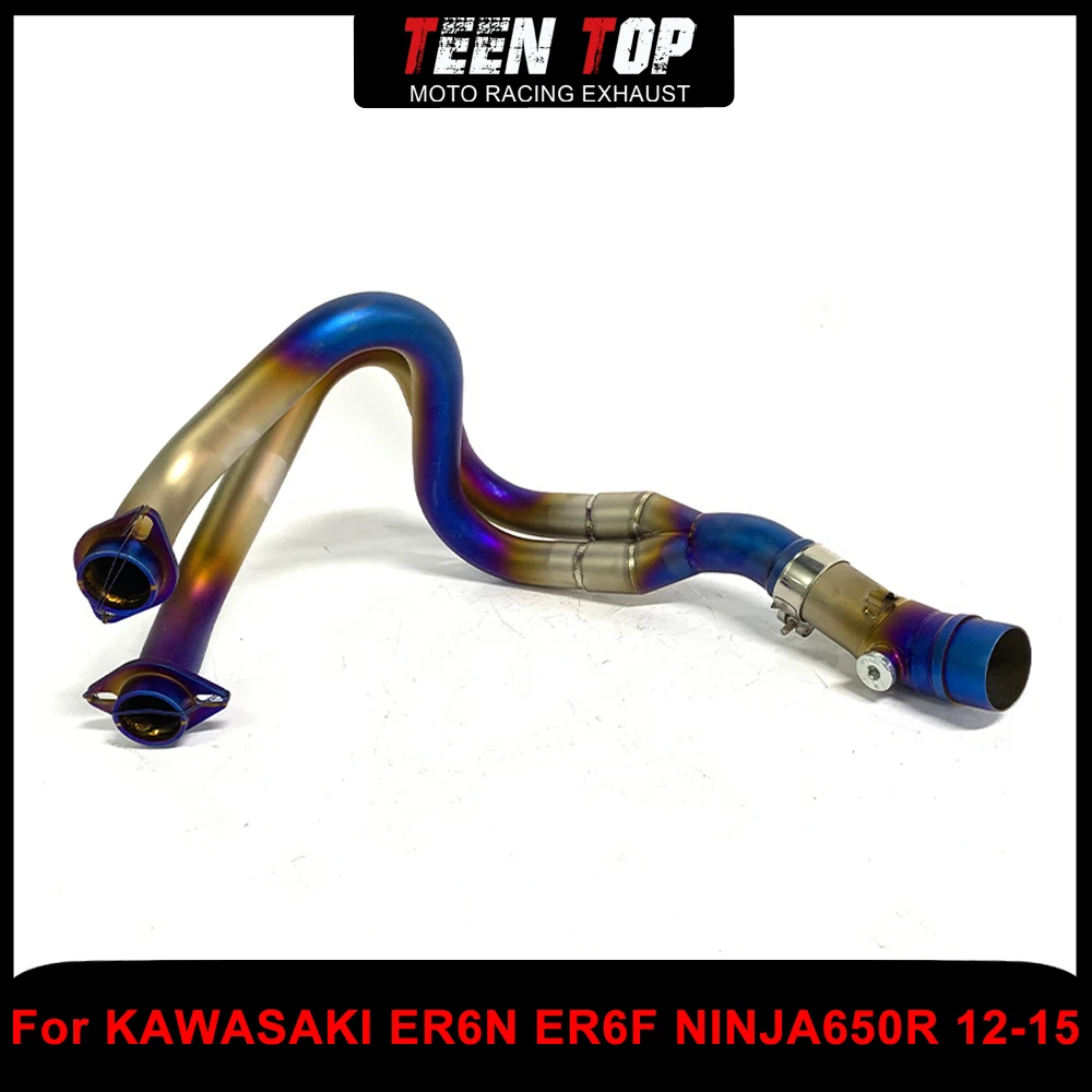 

For Kawasaki Z650 Ninja650 VERSYS650 Exhaust Front Link Pipe Motorcycle Stainless Steel Blue Exhaust Connection Pipe ER6F 12-16