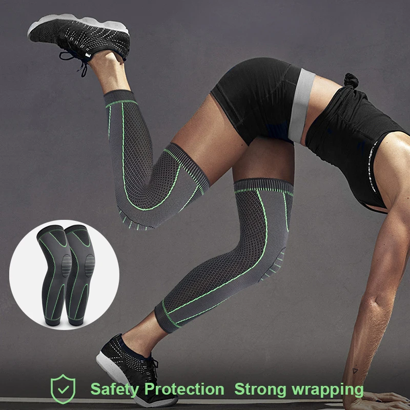 1 PCS Compression Knee Pads Support Sleeve Protector Elastic Kneepad Brace Spring Support Volleyball Running Silicone