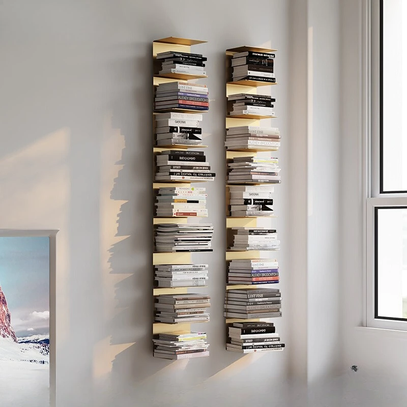 

Wrought iron wall hanging wall storage rack suspended wall corner simple invisible bookshelf bookcase