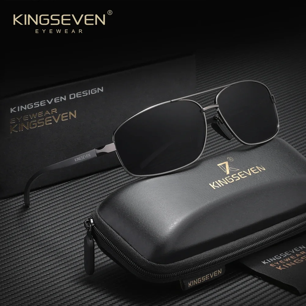 KINGSEVEN Male Sunglasses Men Women Outdoor Driving Retro Protective Glasses Trendy Polarized UV400 Rectangle Frame Glasses