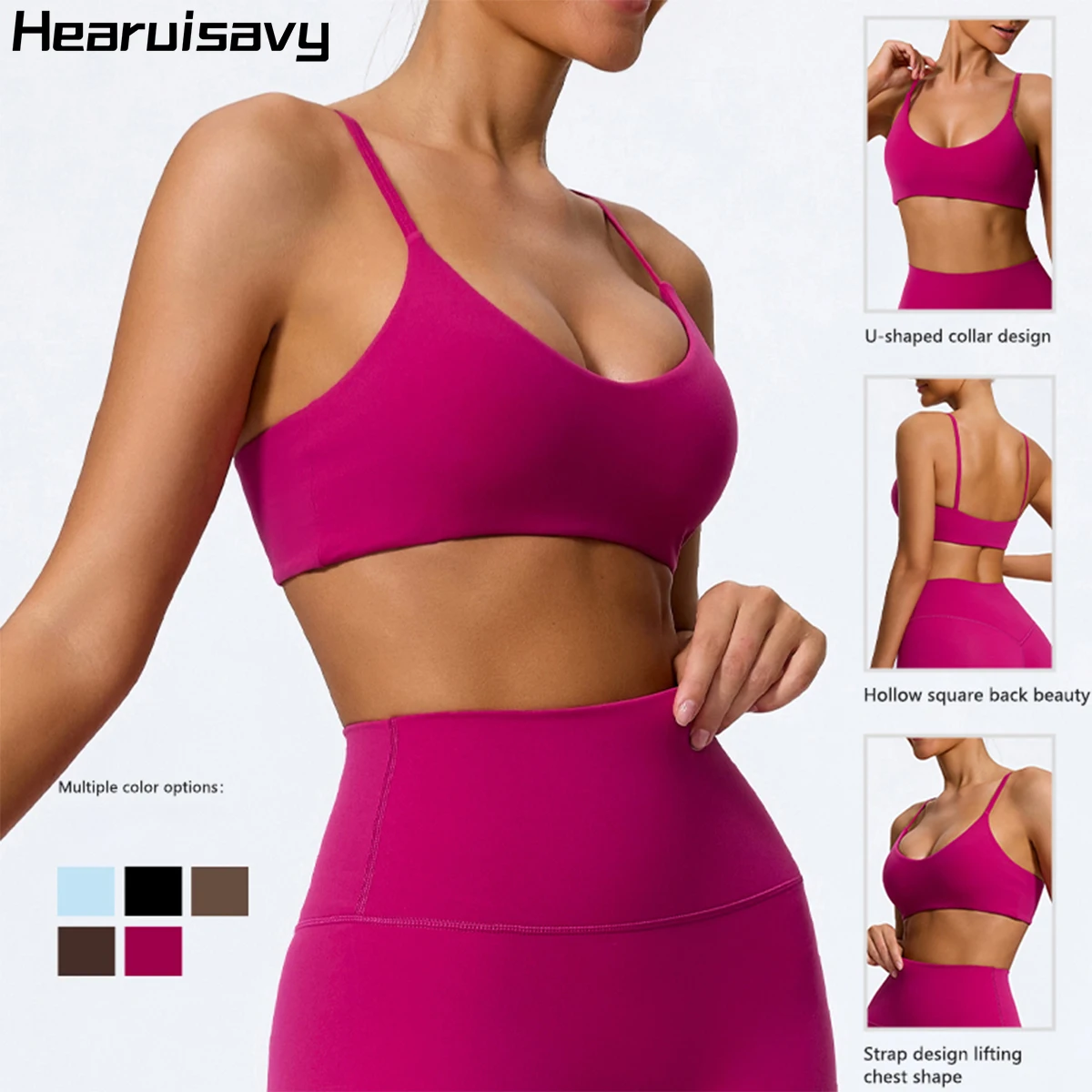 Hearuisavy-Sujetador deportivo supersuave de secado rápido para mujer, Top transpirable para entrenamiento en gimnasio, ropa interior de Fitness, Top corto de Yoga para correr con realce