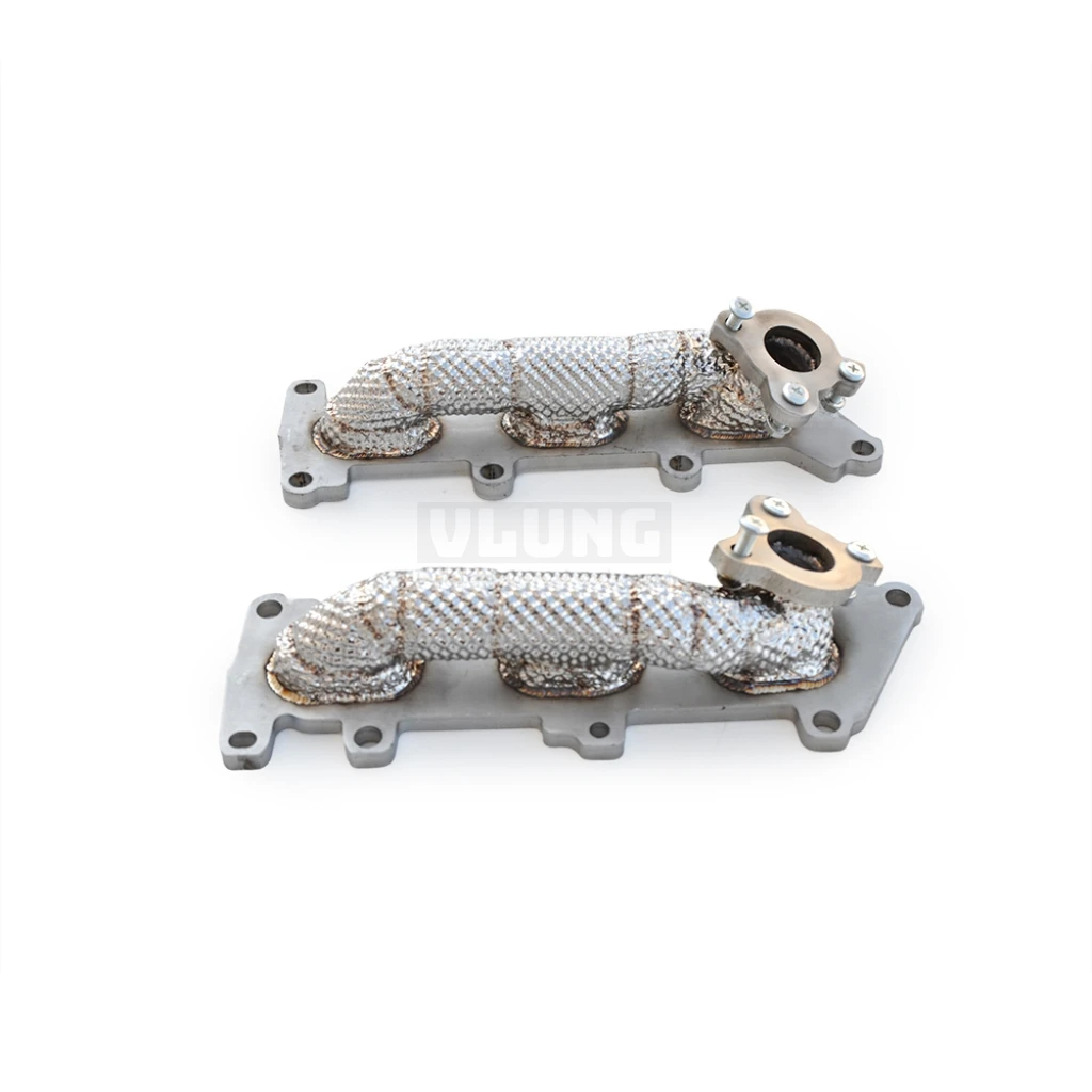 Exhaust manifold for Ford F-150 Raptor 3.5T 2016-2020, high-performance stainless steel exhaust manifold with heat insulation.