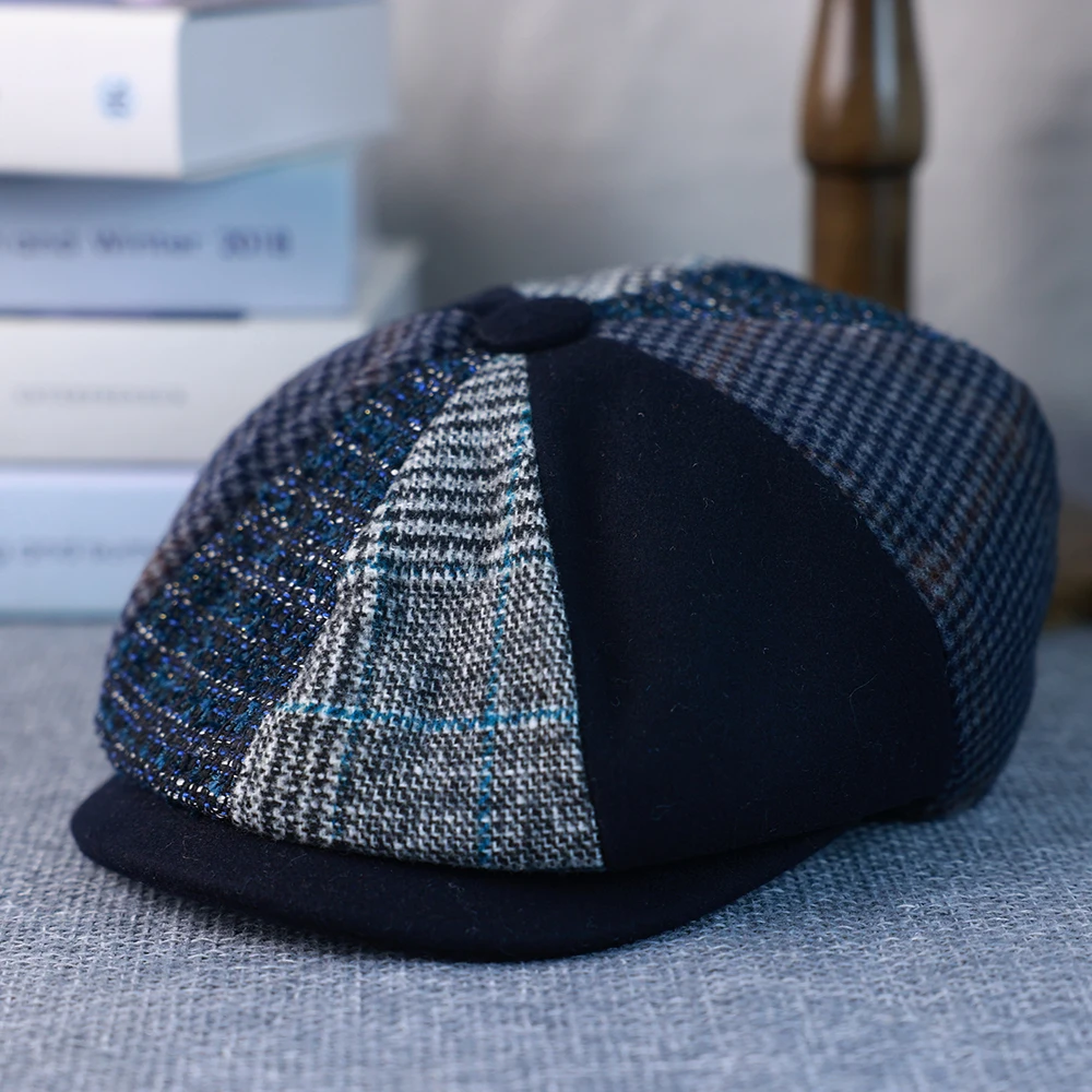Spring Autumn Winter Men Classic Splicing Octagonal Hats Retro British Newsboy Cap Gatsby Woman Men Beret Caps 005