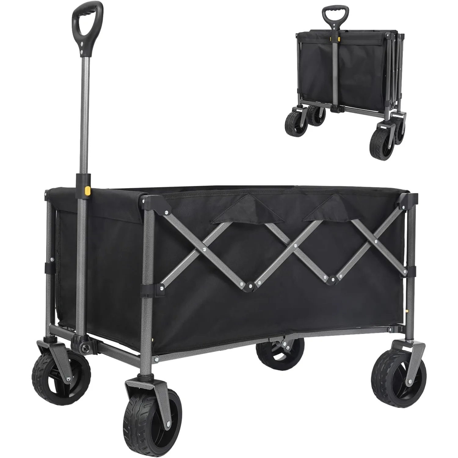 

Collapsible Foldable Wagon, Beach Cart Large Capacity, Heavy Duty Folding Wagon Portable, Collapsible Wagon for Sports, Shopping