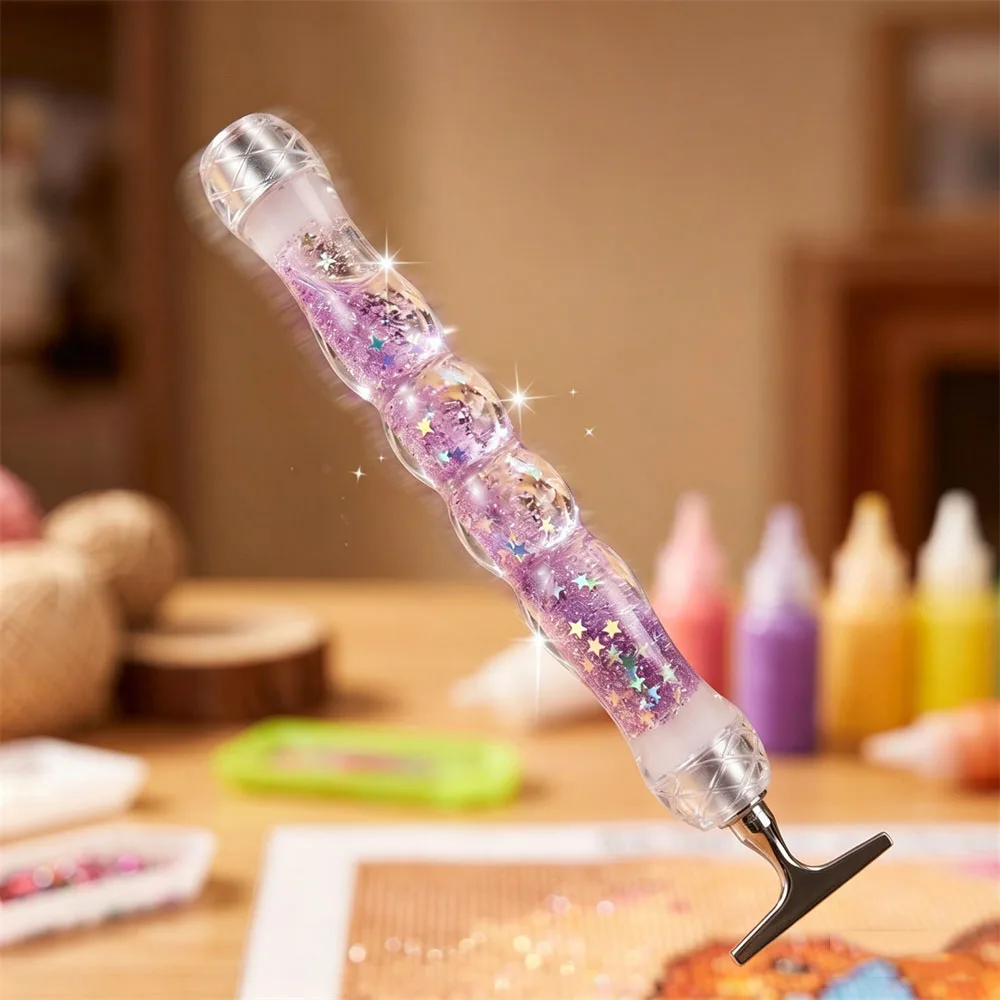 Imagen 5: Nuevo Lápiz Luminoso Transparente para Pintura de Diamantes con Punta Roscada, Herramienta de Bordado de Diamantes, Accesorios SIN CABEZAL