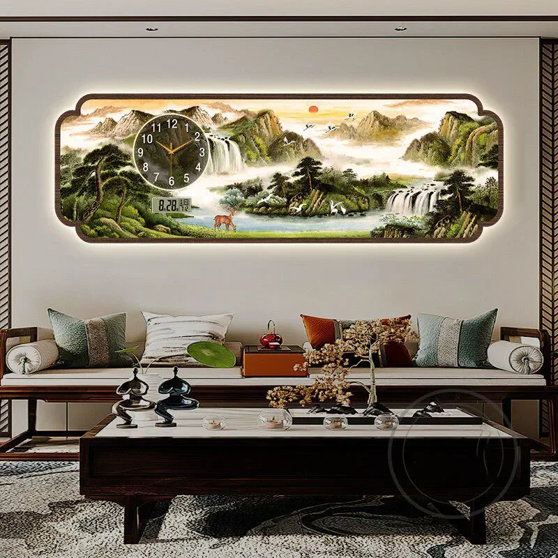 A*-Big Size Chinese Style Wall Clocks Luxury Xenomorph Interior Aesthetic Wall Watch Living Room Creative Home Decoration./