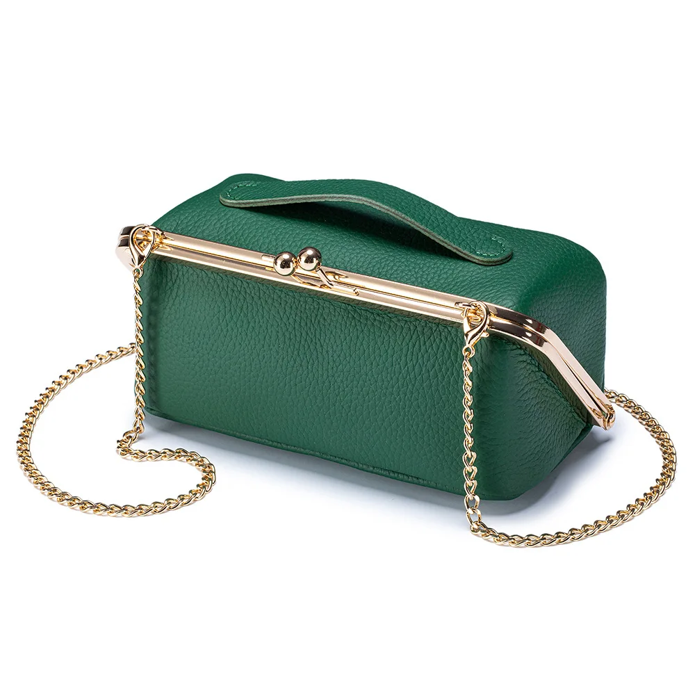 Multifunctional Genuine Leather Cosmetic Bag Woman or Girl Real Cow Leather Make Up Bag Fashion Chain Shoulder or Crossbody Bag