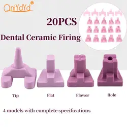 20 piezas de cerámica Dental, pinzas rosas para laboratorio Dental, bandeja de horno de corona de porcelana individual, herramienta de cerámica