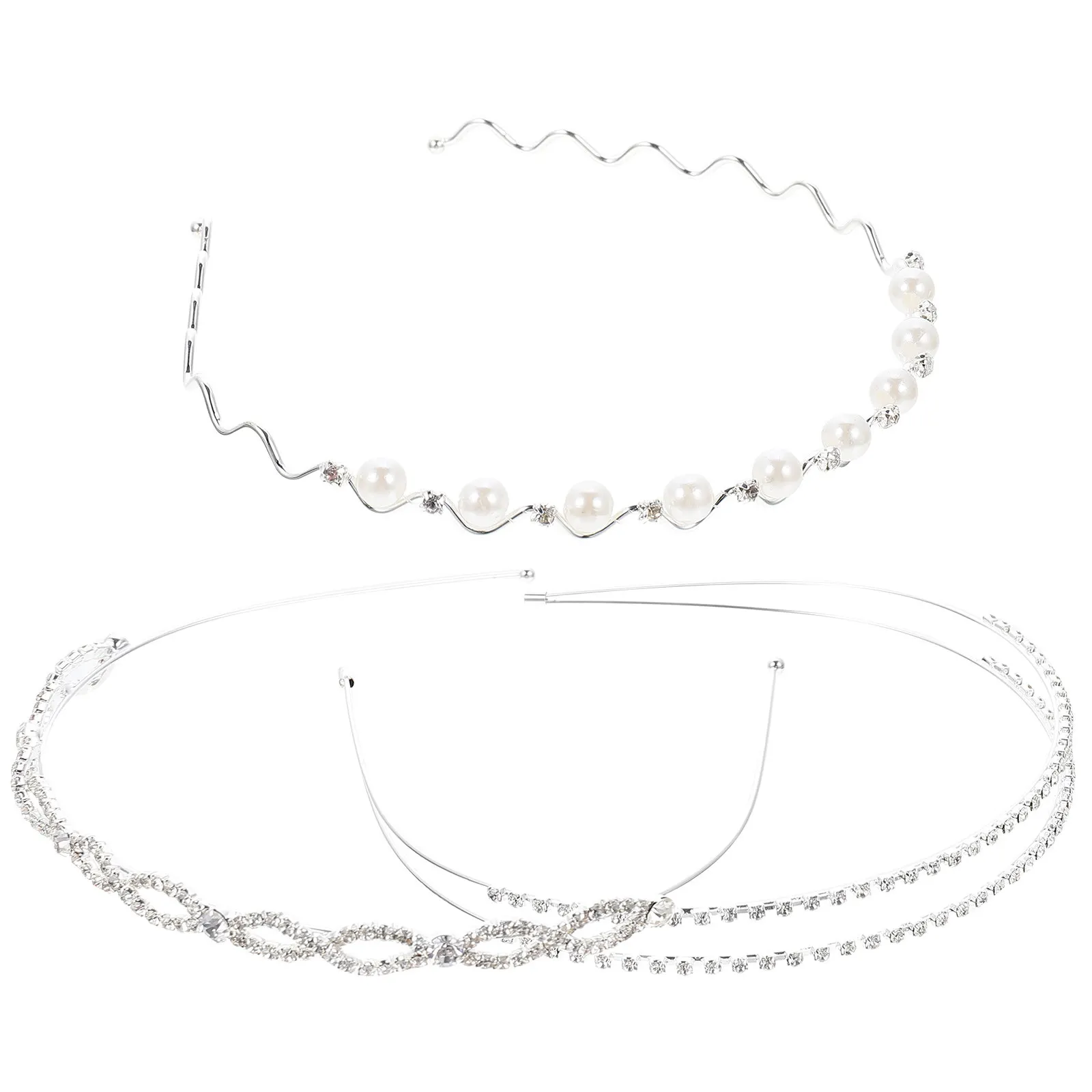

3Pcs Pearl Hairband Elegant Metal Headbands for Women Crystal Flower Design Stylish Daily Wear Wedding Party Photography Prop