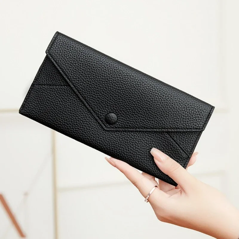 Genuine Leather Change Purse for Women Ultrathin Clutch Coin Purse Cowhide Credit Card Holder Wallet Long Phone Bag