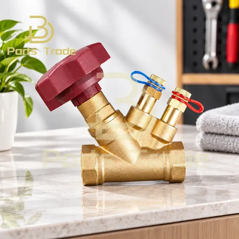 1PCS Brass Flow Control Valve Balance Valve DN15 DN20 DN25 DN32 DN40 Water Heating System Pipe Fitting