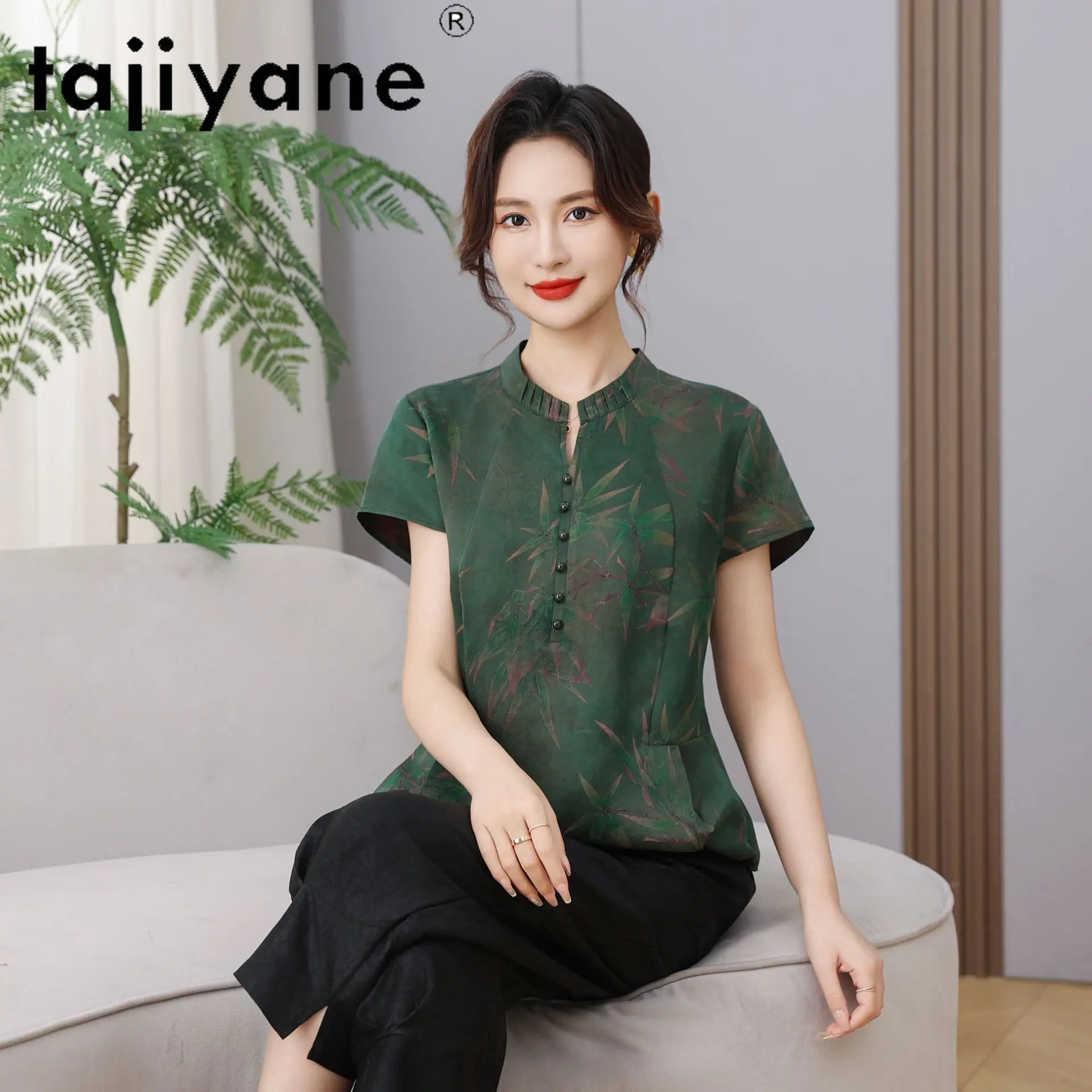 TAJIYANE 100% Real Mulberry Silk T Shirts Women Fashion Xiangyun Sha Ladies Tops Simple Summer T Shirt 2026 Woman Clothes одежда