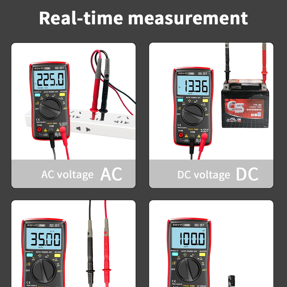 ZOYI ZT-109 Auto Range Multimeter High Precision Digital Mini Voltage Current Resistance Square Wave Measurement